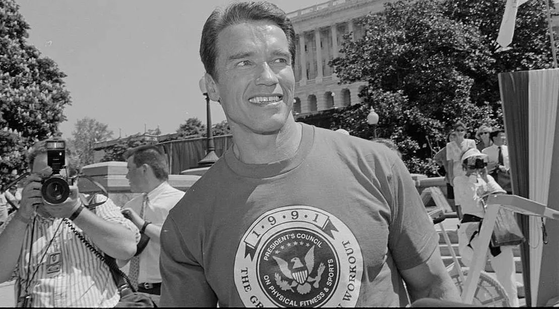 Arnold Schwarzenegger at the 1991 President Council of Sports Fitness and Nutrition