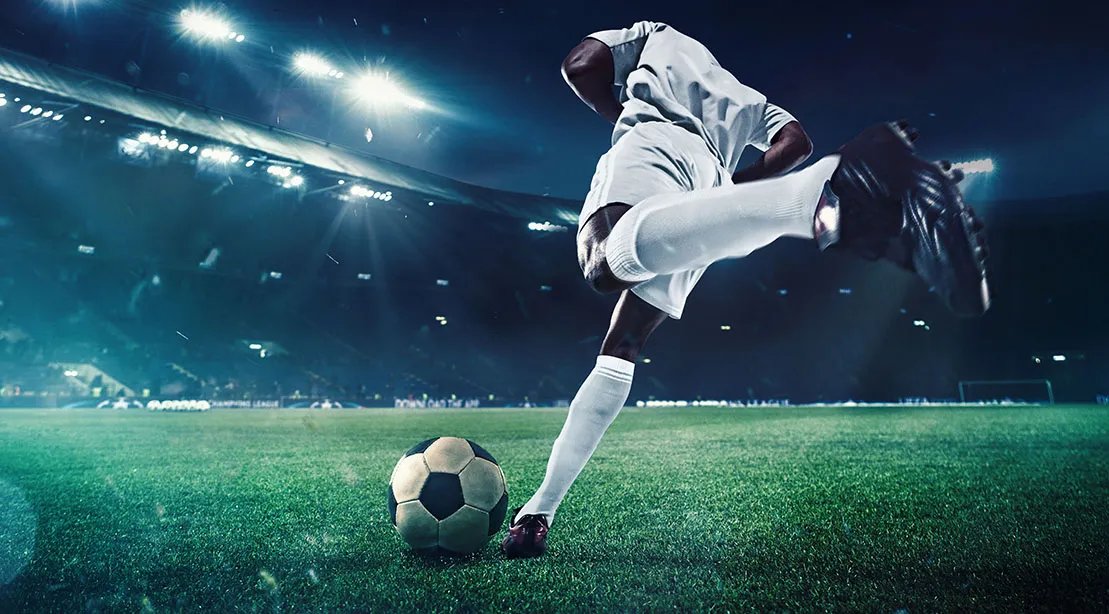 Backview of a 2026 world cup soccer player corner kick onto the field